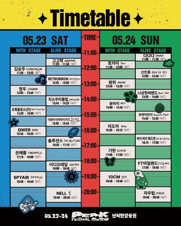 PEAK FESTIVAL 2026 타임테이블